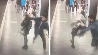 Skandal görüntüler! Metroda yürüdüğü sırada önüne gelen 10  kadına saldırdı... Tokat attı yetmedi yumrukla yere düşürdü