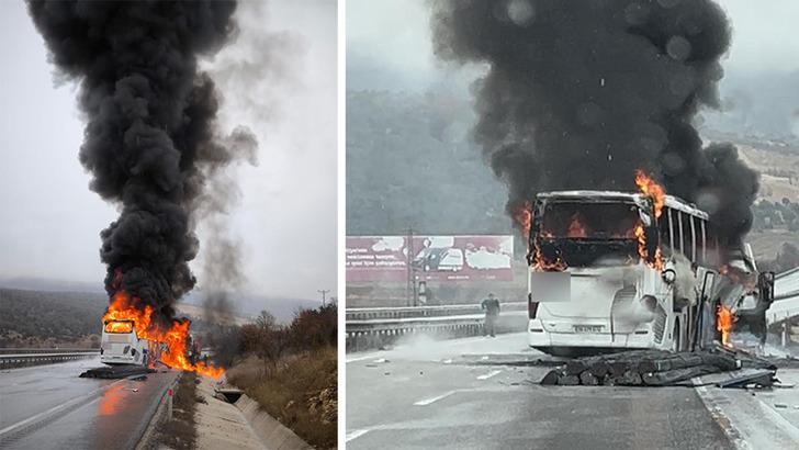Çorum'da feci kaza! Kamyona çarpan yolcu otobüsü alev topuna döndü: 2 ölü, 5 yaralı