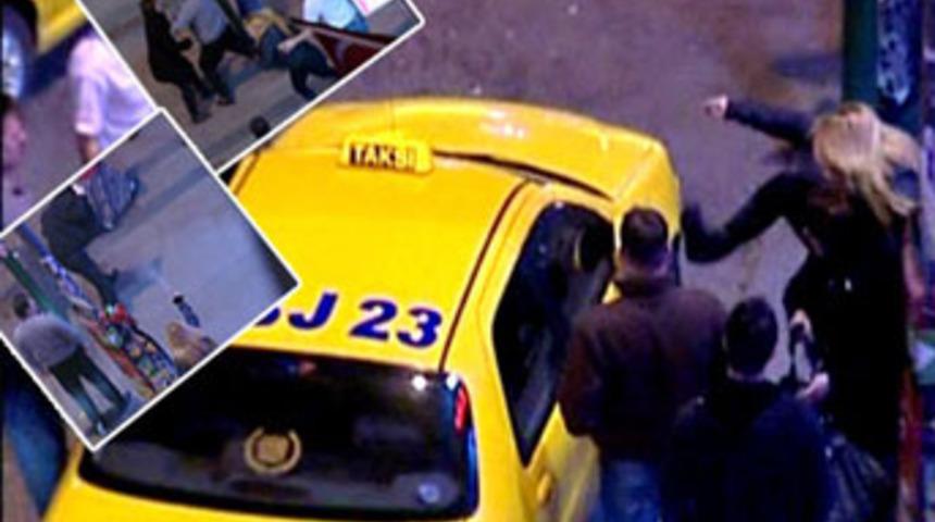 İki kadın ile taksicinin meydan kavgası