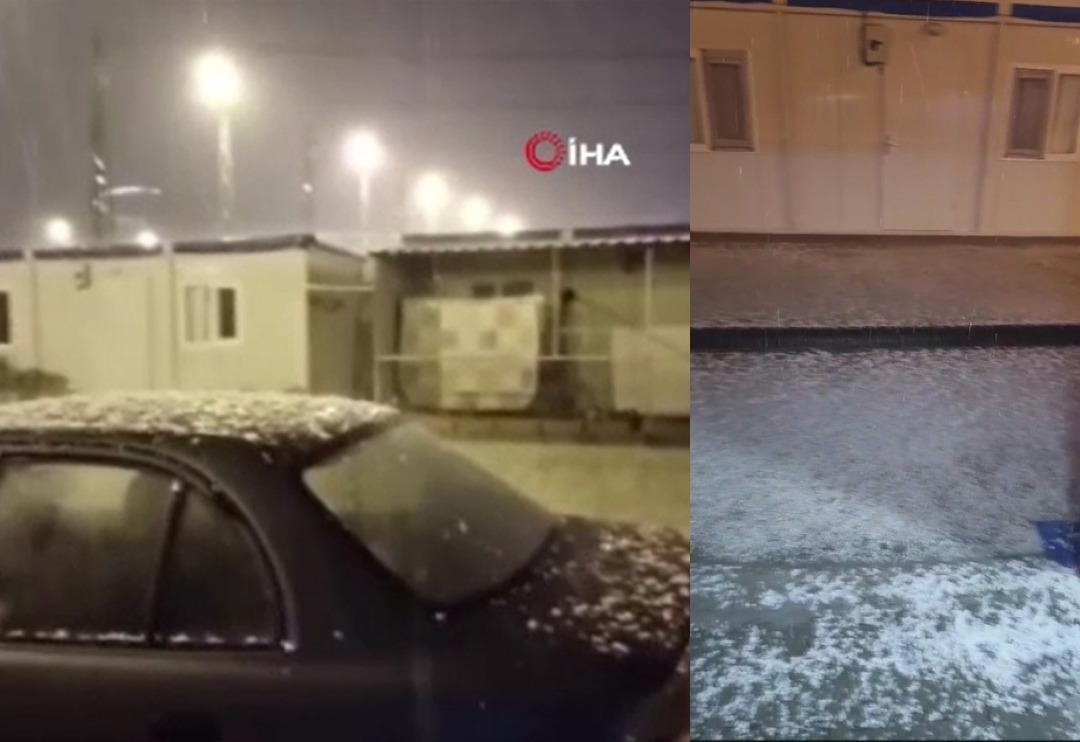 Bir anda her yer beyaza b&uuml;r&uuml;nd&uuml;! Yer: Hatay... Vatandaşlar telefonlarına sarıldı