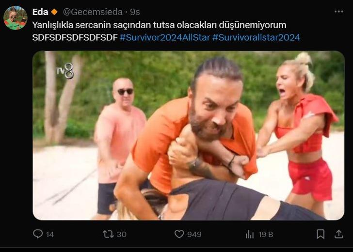 Survivor son bölümde Pınar-Sema-Seda kavgasını ayırmaya çalışan Sercan Yıldırım sosyal medyanın dilinde! G1
