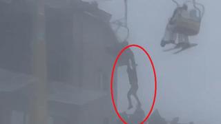 Uludağ'da ilginç anlar! Tatilci, telesiyejden böyle sarktı