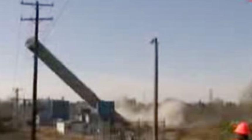 Dev kulenin yıkımında dehşet anları