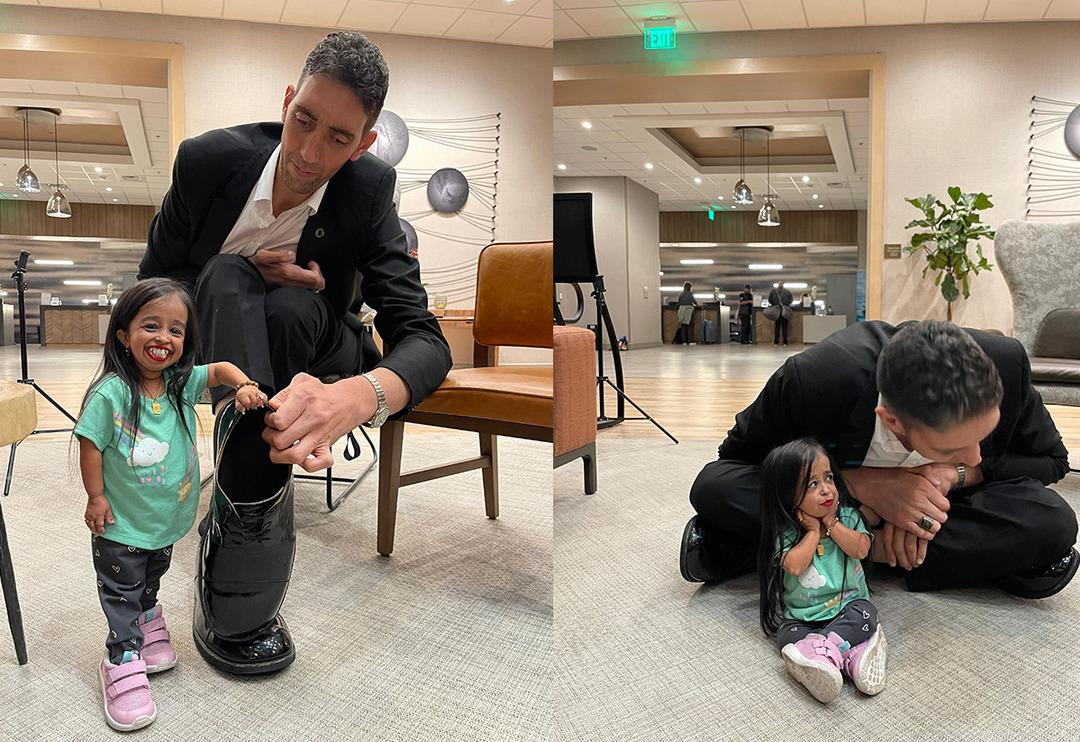 D&uuml;nyanın en ilgin&ccedil; g&ouml;r&uuml;nt&uuml;s&uuml;! Biri 2 metre 51 cm, diğeri 62 cm: Neredeyse ayakkabısı kadar