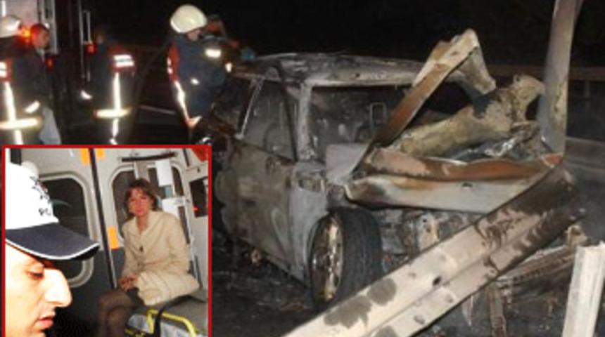 Din&ccedil;k&ouml;k'&uuml; yanan ara&ccedil;tan son anda kurtardılar!