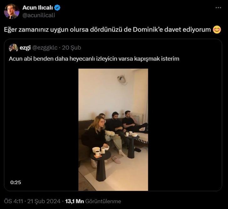 Acun Ilıcalı X'teki Survivor izleyicilerini Dominik'e davet etti! Paylaşımı gören fanlar çıldırdı G1