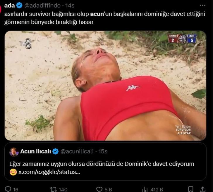Acun Ilıcalı X'teki Survivor izleyicilerini Dominik'e davet etti! Paylaşımı gören fanlar çıldırdı G5