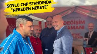 Süleyman Soylu CHP standını ziyaret etti! Kahkahaların havada uçuştuğu görüşmeyle ilgili Saymaz'dan çarpıcı çıkış geldi: Özellikle bir olayı hatırlattı