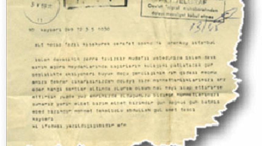 G&uuml;l'&uuml;n Necip Fazıl'a yazdığı mektup