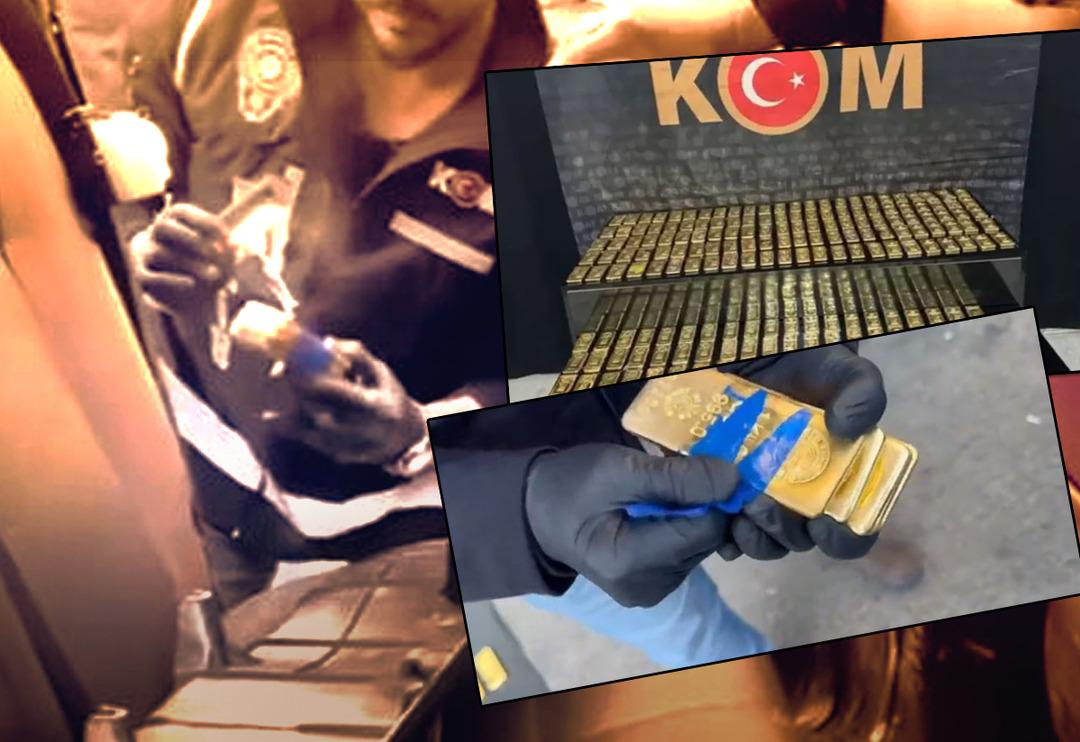 Otomobilden k&uuml;l&ccedil;e k&uuml;l&ccedil;e altın &ccedil;ıktı! Bakan Yerlikaya g&ouml;r&uuml;nt&uuml;leri paylaştı