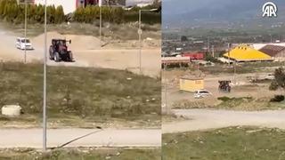 Manisa'da inanılmaz görüntüler! Traktörle polisten kaçmaya çalıştı, arsaya girip manevra yaptı