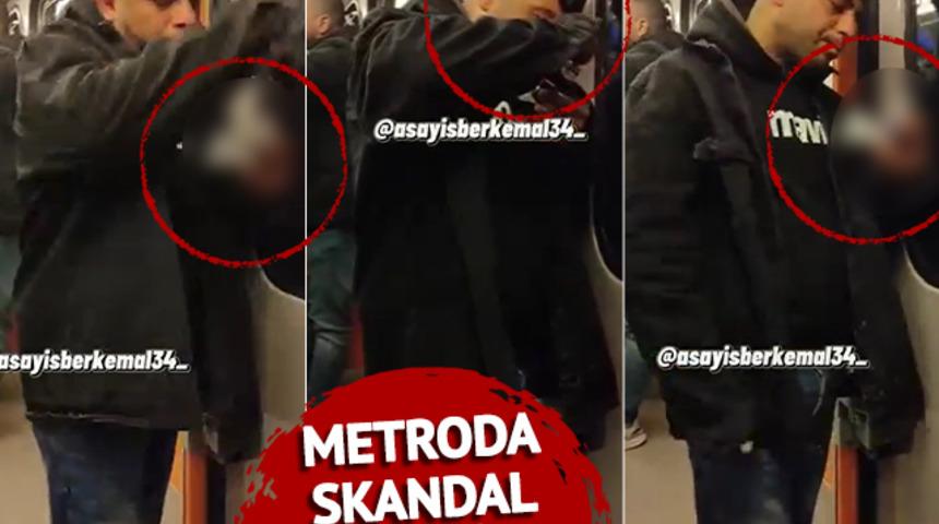 Metroda şoke eden görüntüler! Kimseye aldırış etmeden devam etti