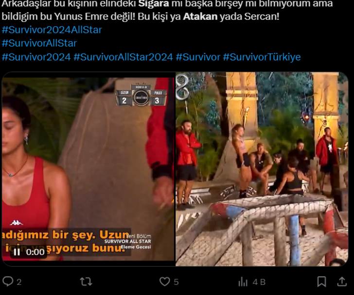 Acun Ilıcalı yine çok kızacak! Survivor'da elinde sigarayla kameralara yakalandı... Sercan mı Atakan mı? G1
