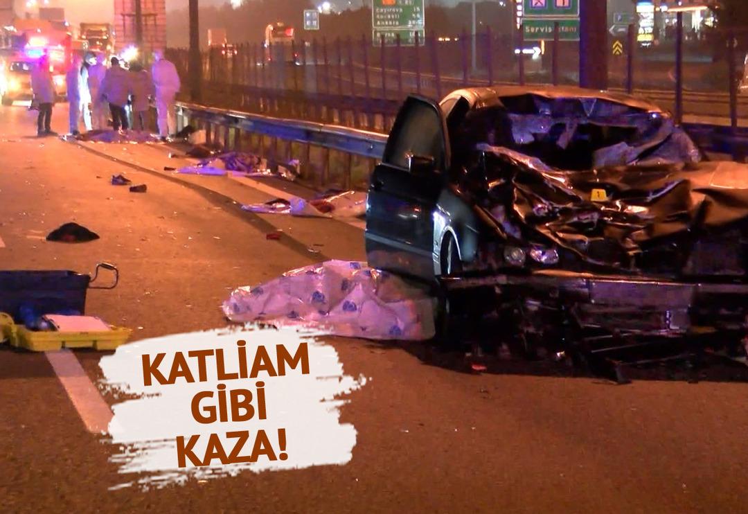 TEM'de korkun&ccedil; kaza! Karşıdan karşıya ge&ccedil;iyorlardı... Ara&ccedil;la aralarına daldı, bir aileyi yok etti: 5 &ouml;l&uuml;!