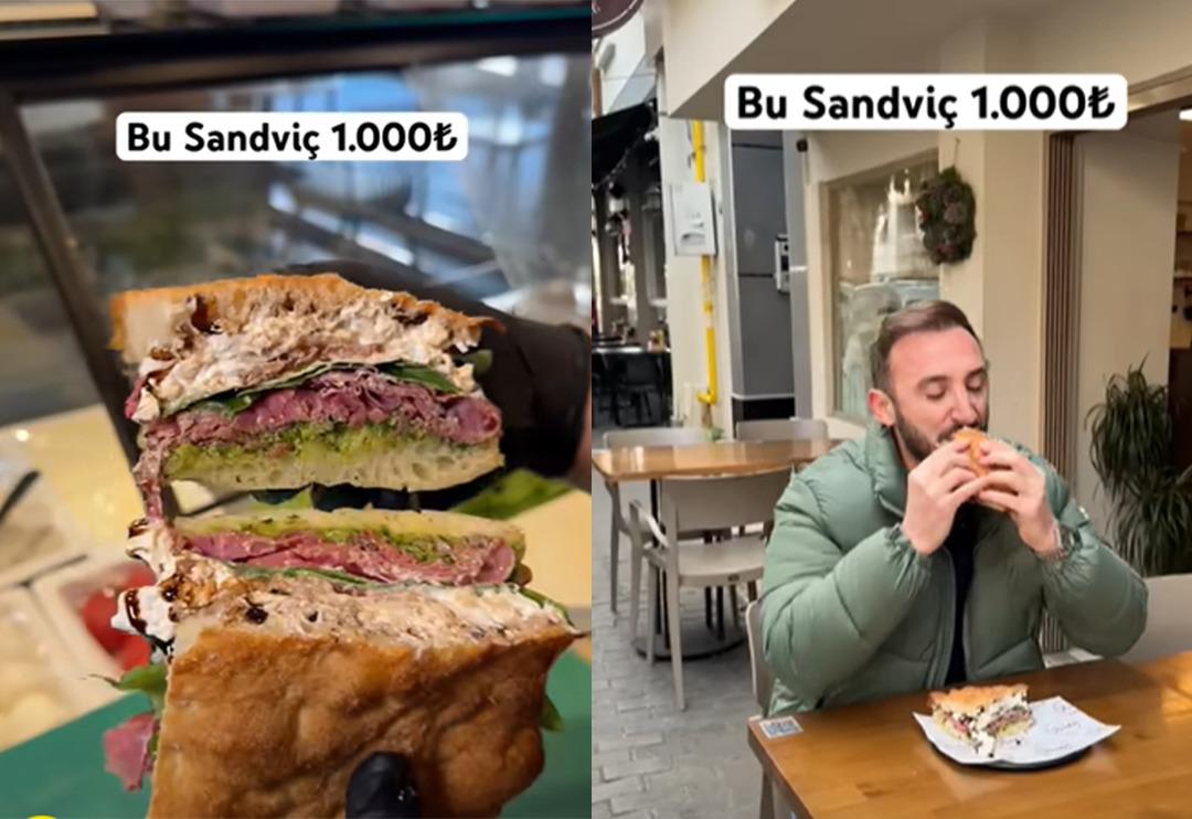 İzmir'deki 1000 liralık sandvi&ccedil; g&uuml;ndem oldu!  İ&ccedil;indekiler bilindik fiyatı şaşırtıcı: Kuzu kulağı, slayze domates... 