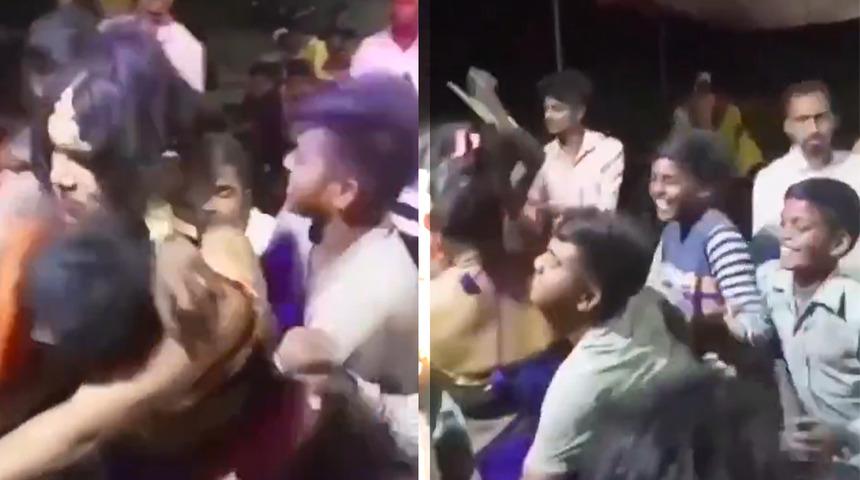 Mide bulandıran anlar! Hindistan'da bir dansçı bir grup erkek tarafından taciz edildi... Görüntüler sosyal medyanın tepkisini çekti