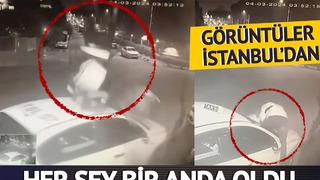 Motosikletle çarpınca havada taklalar atarak uçtu, kameraya yansıdı: İstanbul'daki kazadan feci görüntüler 