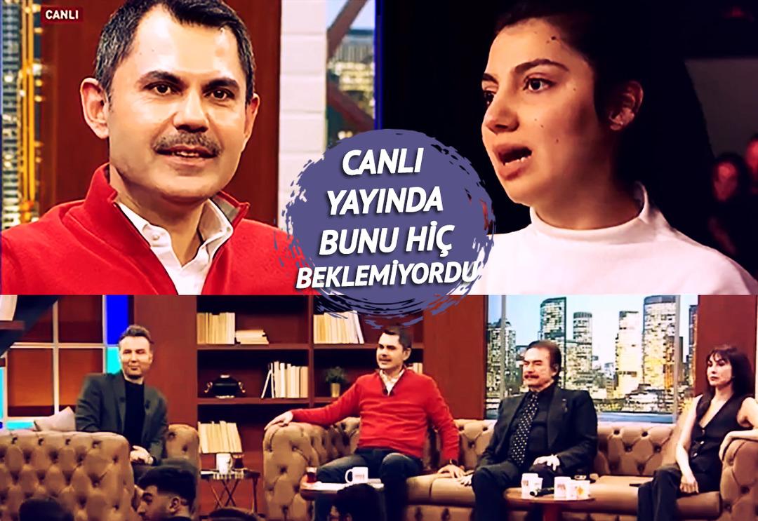 Murat Kurum'a o soru sordurulmadı! Canlı yayında mikrofonu bırakması istenen gen&ccedil; kız donakaldı