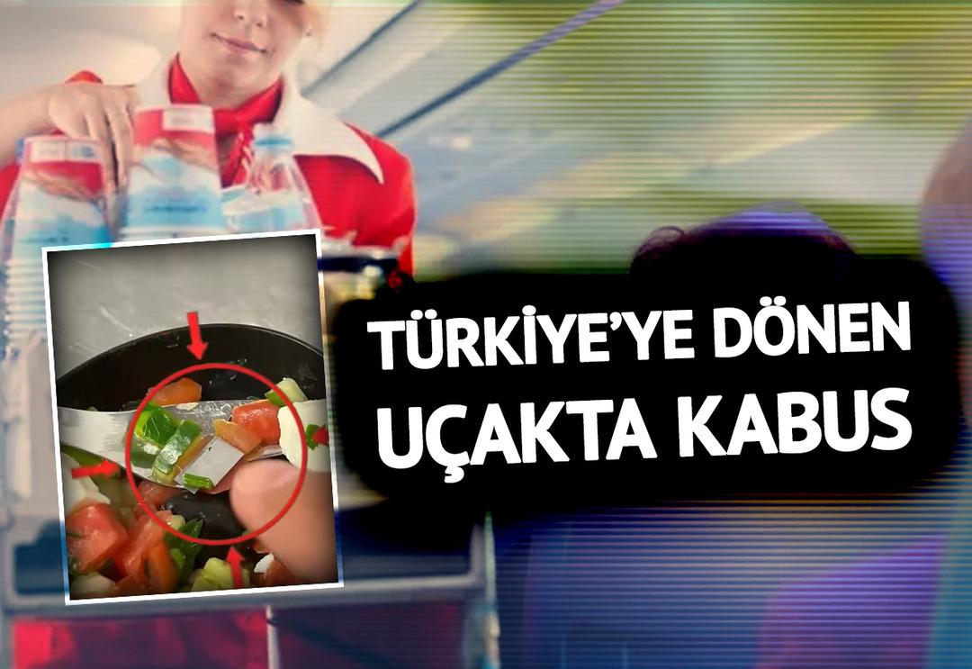 T&uuml;rkiye'ye d&ouml;nen u&ccedil;akta kabus: Bı&ccedil;aklı salata yiyince havada hastanelik oldu! Havayolu şirketinin yolcuya teklifi 'pes' dedirtti