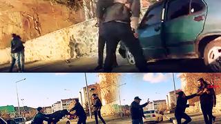 Oğlunun arabayla çarptığı sürücüye bir de babası sopayla saldırdı! Erzurum'da levyeli, çakılı kavga kamerada