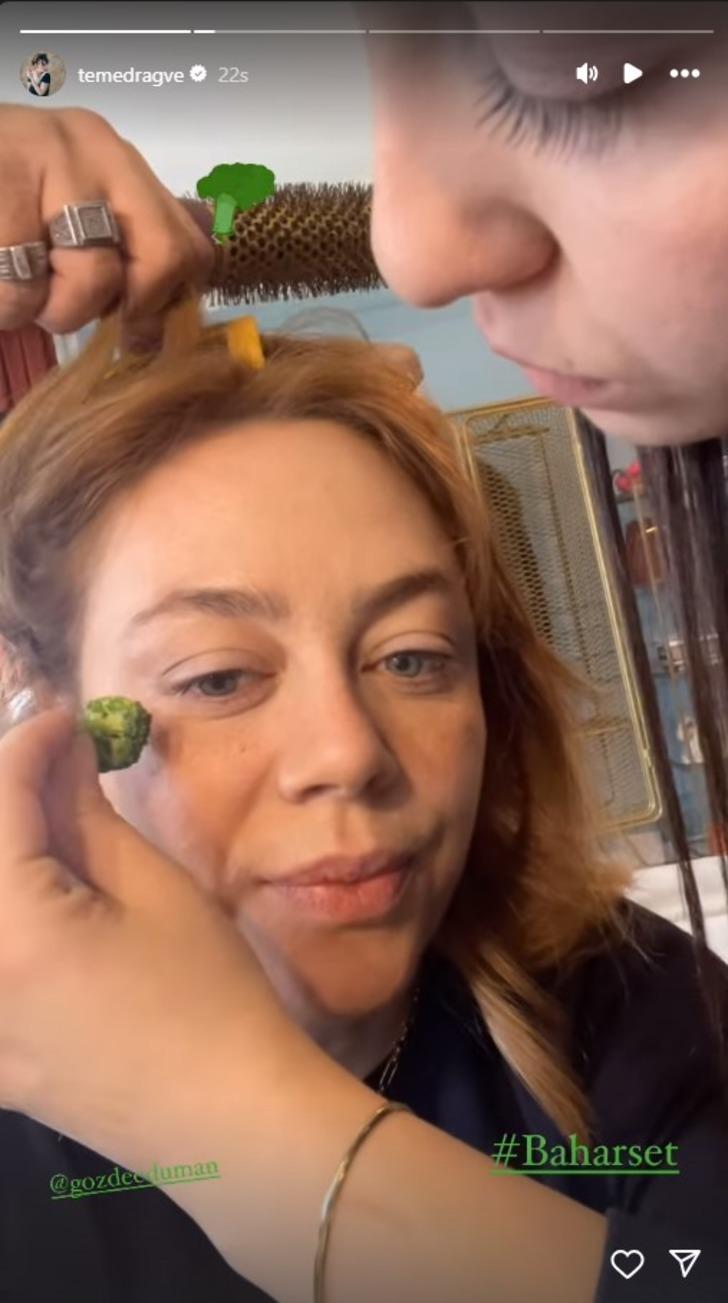 Demet Evgar Bahar dizisinin setinden o sırrı paylaştı! 'Her derde deva olduğu gibi...' Gösterdikten sonra bir ısırık aldı G5