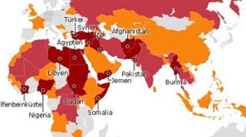T&uuml;rkiye savaşta olan &uuml;lkeler arasında