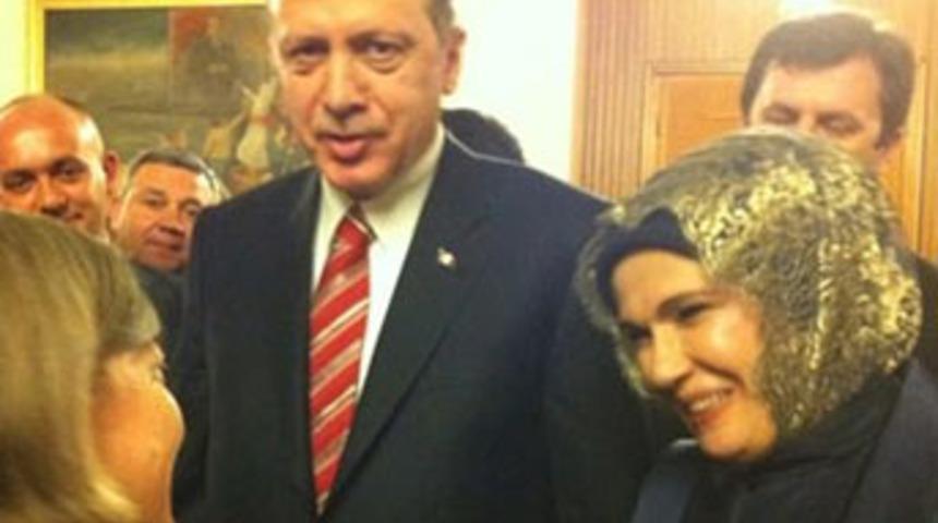 Erdoğan ilk kez eşiyle resepsiyonda