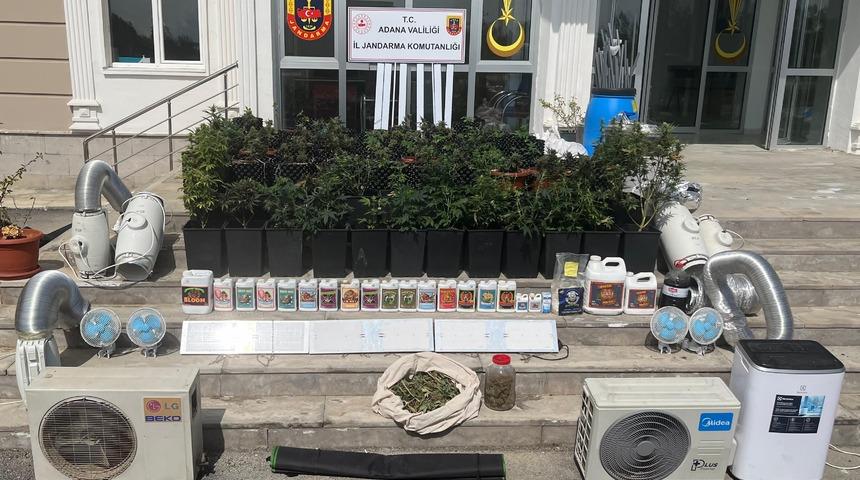 Adana'da iklimlendirme sistemiyle kenevir yetiştirilen 3 daireye operasyon düzenlendi