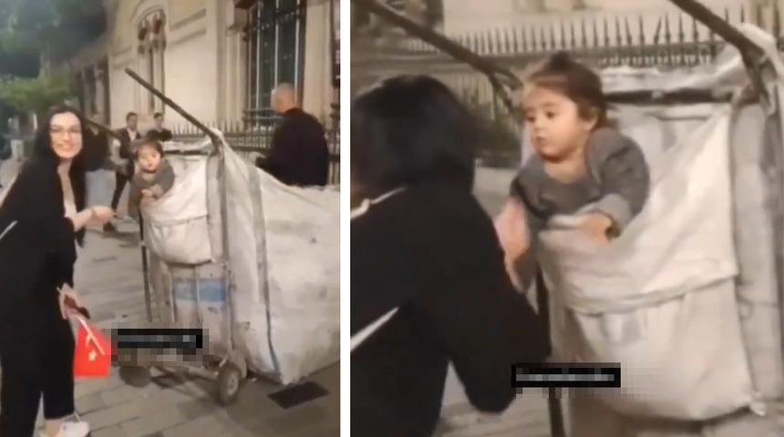 Çöp toplama arabasının içindeki küçük çocuğu sevdi! O anlar sosyal medyadan paylaşılınca gündem yarattı