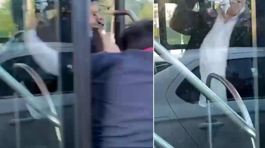 Kadın sürücüyle tartışan muştalı otobüs şoförüne gözaltı!