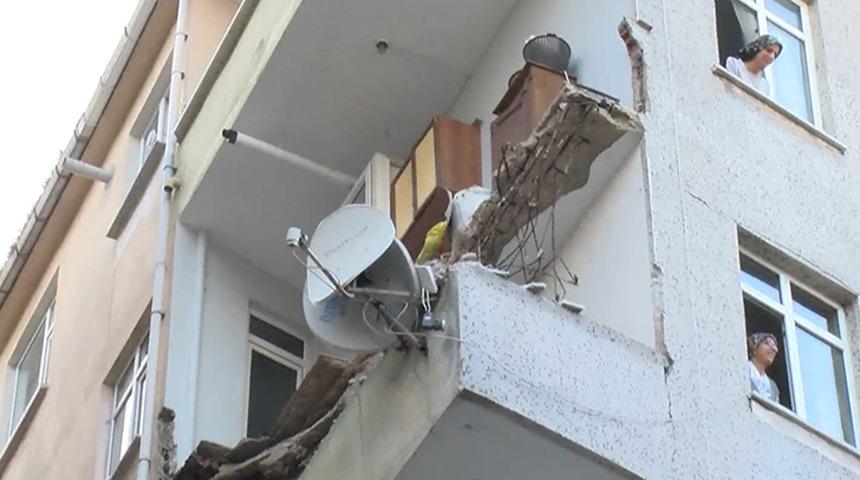 Güngören'de balkonda çökme meydana geldi! 'Deprem oldu zannettim'