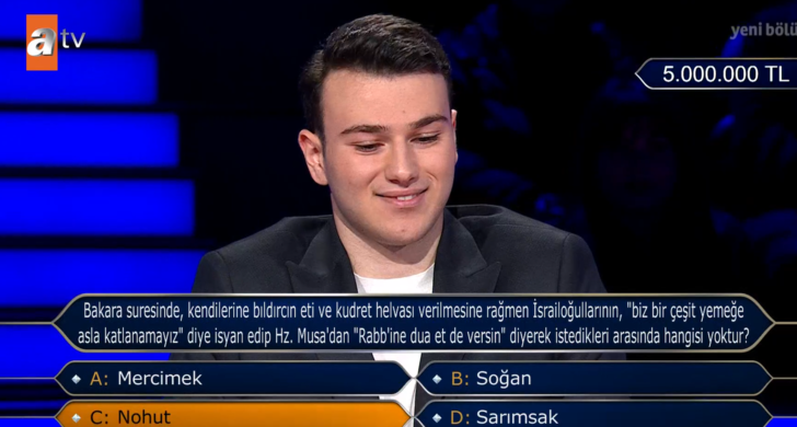 Berk Göktaş 5 milyon TL'lik soruyu doğru bildi! Kim Milyoner Olmak İster'de 5 milyon lira kazanan ilk yarışmacı oldu G5