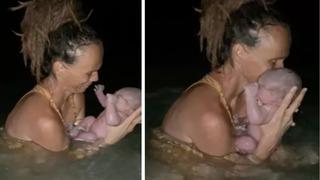 Hiçbir tıbbi yardım almadan okyanusun ortasında kendi kendisine doğum yaptı! Sosyal medyada gündem yaratmayı başadı