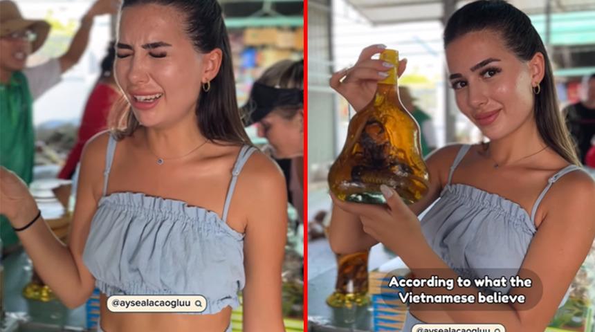 Vietnam'a giden bir Türk sosyal medya fenomeni yılan ve akrep içeceği içti! O anlar sosyal medyada gündem yarattı... "Küflenmiş zehirli içki" 