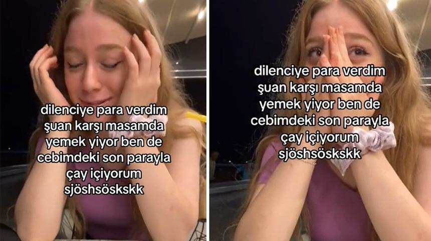 Son parasını dilenciye verdi! Dilenci karşısında yemek yerken sadece çay içti... Sosyal medyada gündem yarattı