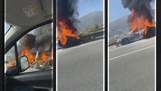 Yer: Bursa... Tesla alev alev yandı! Saniyeler içinde küle döndü