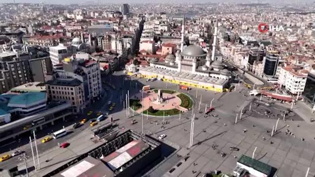 Taksim Meydanı'nda seçim sessizliği: Boş kalan meydan havadan böyle görüntülendi