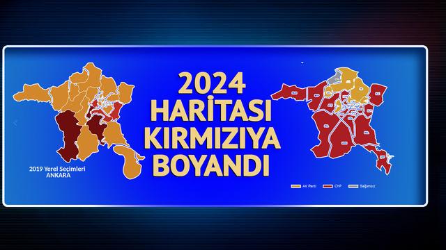 25 ilçeli Ankara haritasında 2019'a göre büyük değişiklik! 2024 haritası kırmızıya boyandı