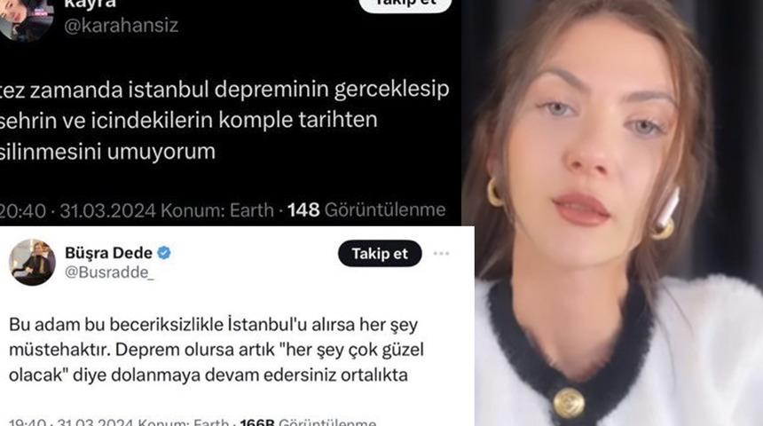 Sosyal medyada çizmeyi aşan 'deprem' paylaşımları! Skandal ifadeler kullanmaktan Büşra Dede de geri durmadı