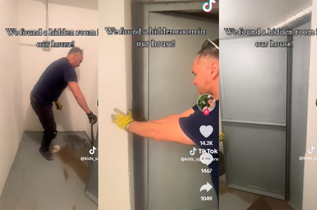 Evlerindeki kitaplığın arkasında gizli oda bulan &ccedil;ift polise haber verdi! Komplo teorileri havada u&ccedil;uştu... Bomba sığınağı,panik odası, silah kasası