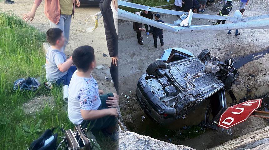 Yer: Tekirdağ! 13 yaşındaki sürücünün aracıyla çarpıştılar: 8 metre yüksekliğindeki köprüden uçtular! Yaralılar var