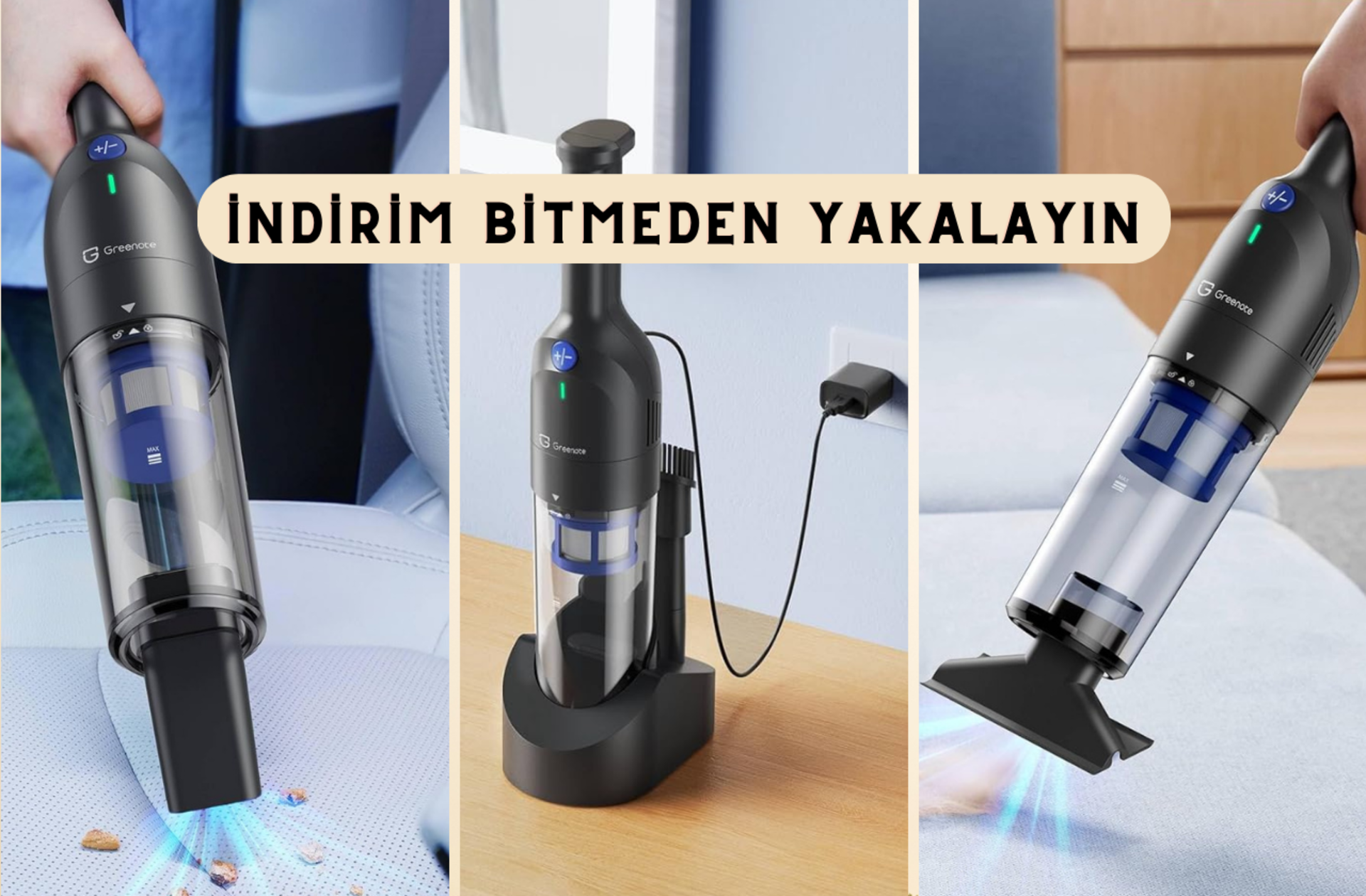 Ne evinizde ne aracınızda tek bir toz ve tüy kalmayacak! Çok satan Greenote el süpürgesi indirime girdi