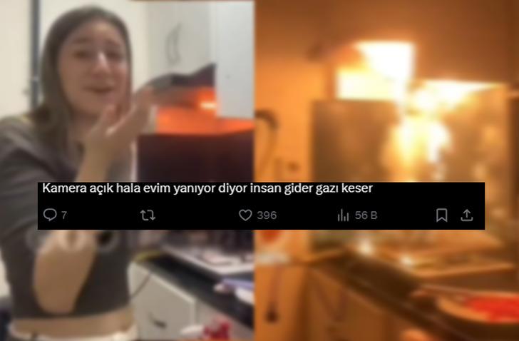 Canlı yayında yemek yaparken evi yaktı! TikTok'taki görüntülere sosyal medyada yorum yağdı: Bekleseydin kendiliğinden sönerdi G2