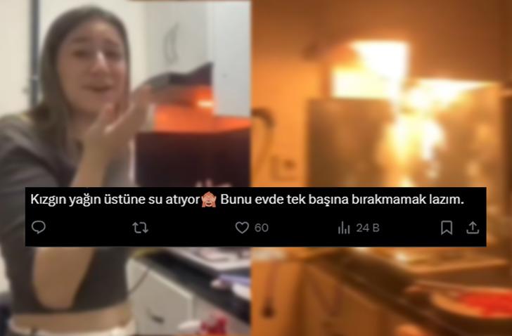 Canlı yayında yemek yaparken evi yaktı! TikTok'taki görüntülere sosyal medyada yorum yağdı: Bekleseydin kendiliğinden sönerdi G4