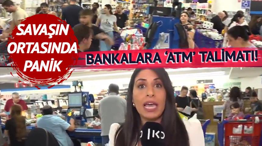 Marketlere akın ettiler, harıl harıl alışveriş yaptılar! Bankalara da "Hazır olun" talimatı gitti: İsrail'den panik görüntüleri