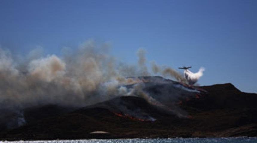 G&ouml;k&ccedil;eada'da korkutan yangın