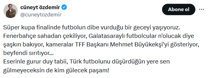 Fenerbahçe'nin Süper Kupa'da sahadan çekilmesi sosyal medyayı salladı! Ünlü isimlerden yorum yağdı G3