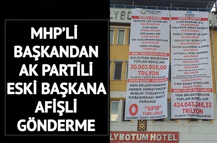 Bir ilde gündem oldu! MHP'li yeni başkan AK Parti'den devraldığı borçları afişle duyurdu: Kasada para kalmamış