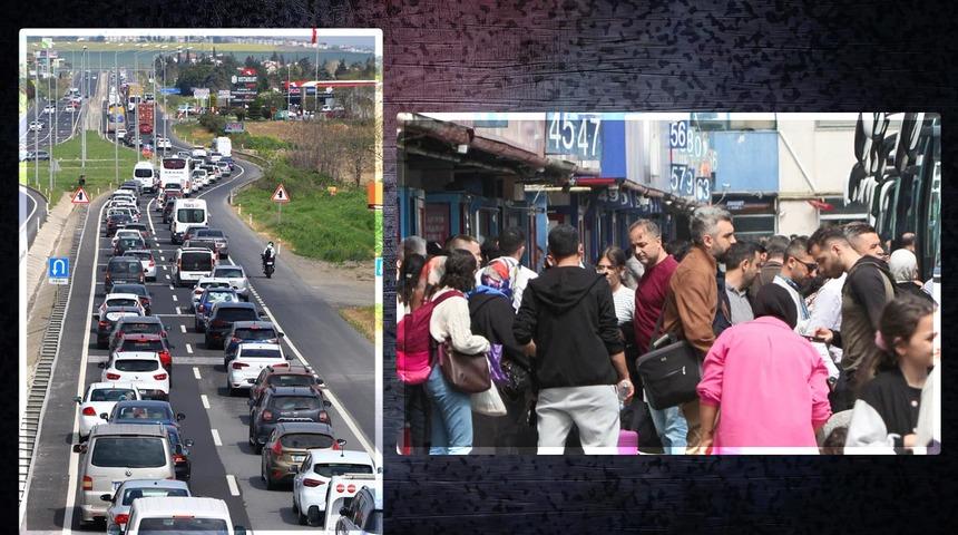 Tatilin son gününü beklemeden eve dönmek için yola çıktılar ama... Bayram dönüşü yoğunluk! Trafik durma noktasına geldi