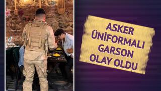 Asker üniformalı garson, yabancı müşterilere servis yaptı! TikTok'ta yayıldı... Lüks restoranda tepki çeken görüntü